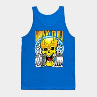 Highway to Hell Skull on Wheels Tank Top